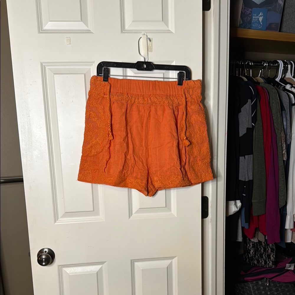 Free People Orange Shorts with Belt - Picture 2 of 4